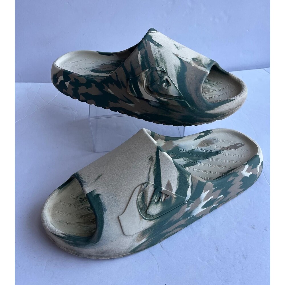 Quiksilver Men's Camo Slide Sandals Green Gray White Size 12